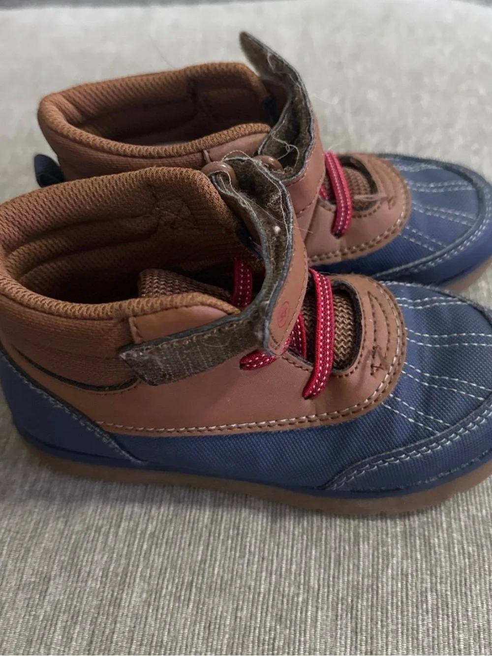 Toddler Navy and Brown Waterproof Velcro Fall & Winter Boots